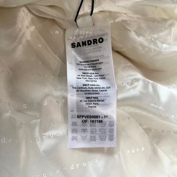 NWT SANDRO TRUMAN TWEED BELTED BLAZER JACKET IN ECRU - Picture 7 of 10